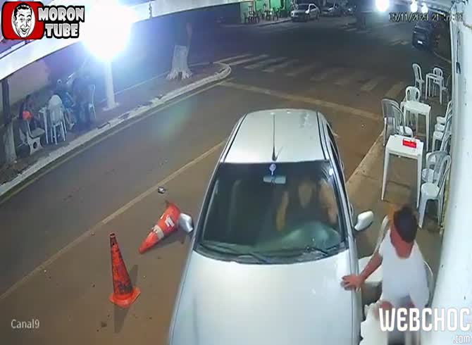 Video :When he tells his wife where he really is, she uses her automobile to crush his face in